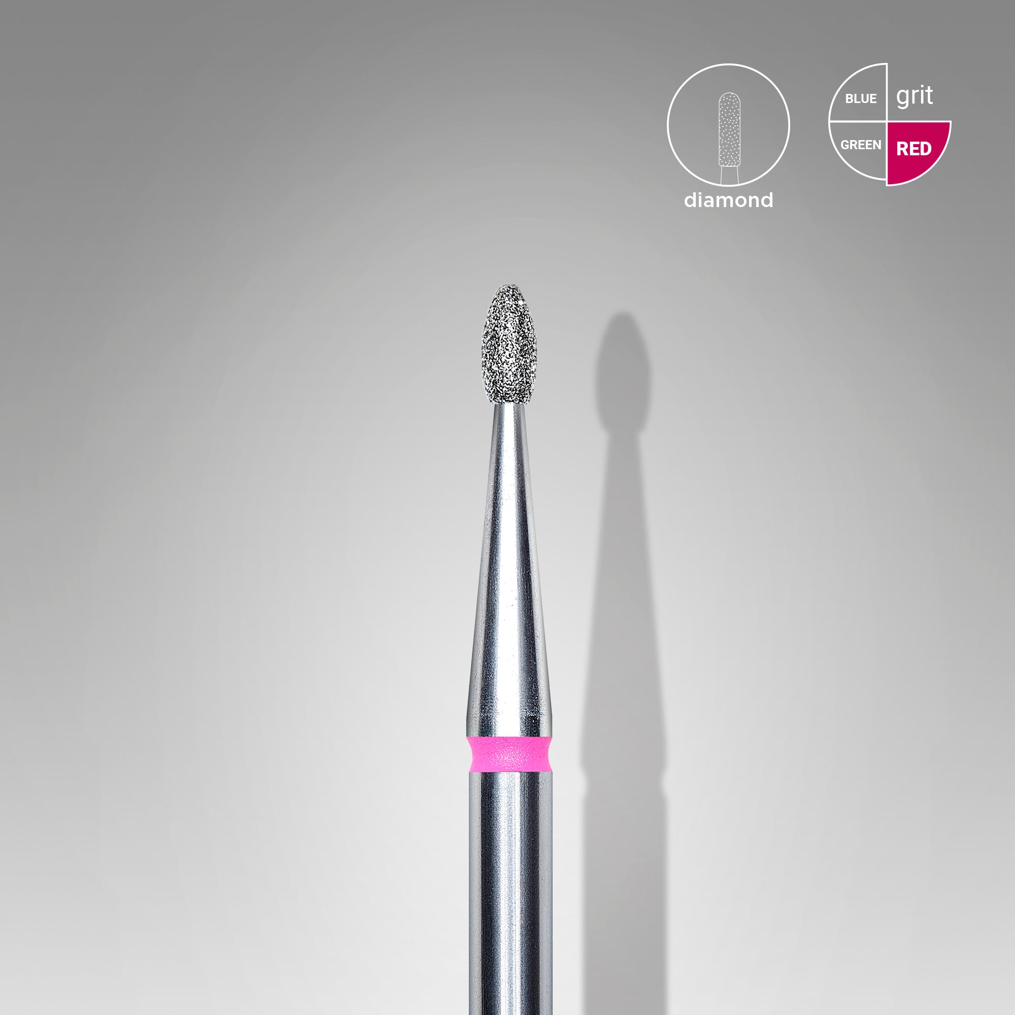 Diamond nail drill bit, rounded "bud" , red, head diameter 1.6 mm/ working part 3.4 mm image 0